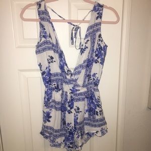 Blue and White Romper